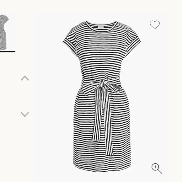J. Crew short-sleeve striped tie-waist T-shirt dress, Size XS color: Black and W - Picture 2 of 7